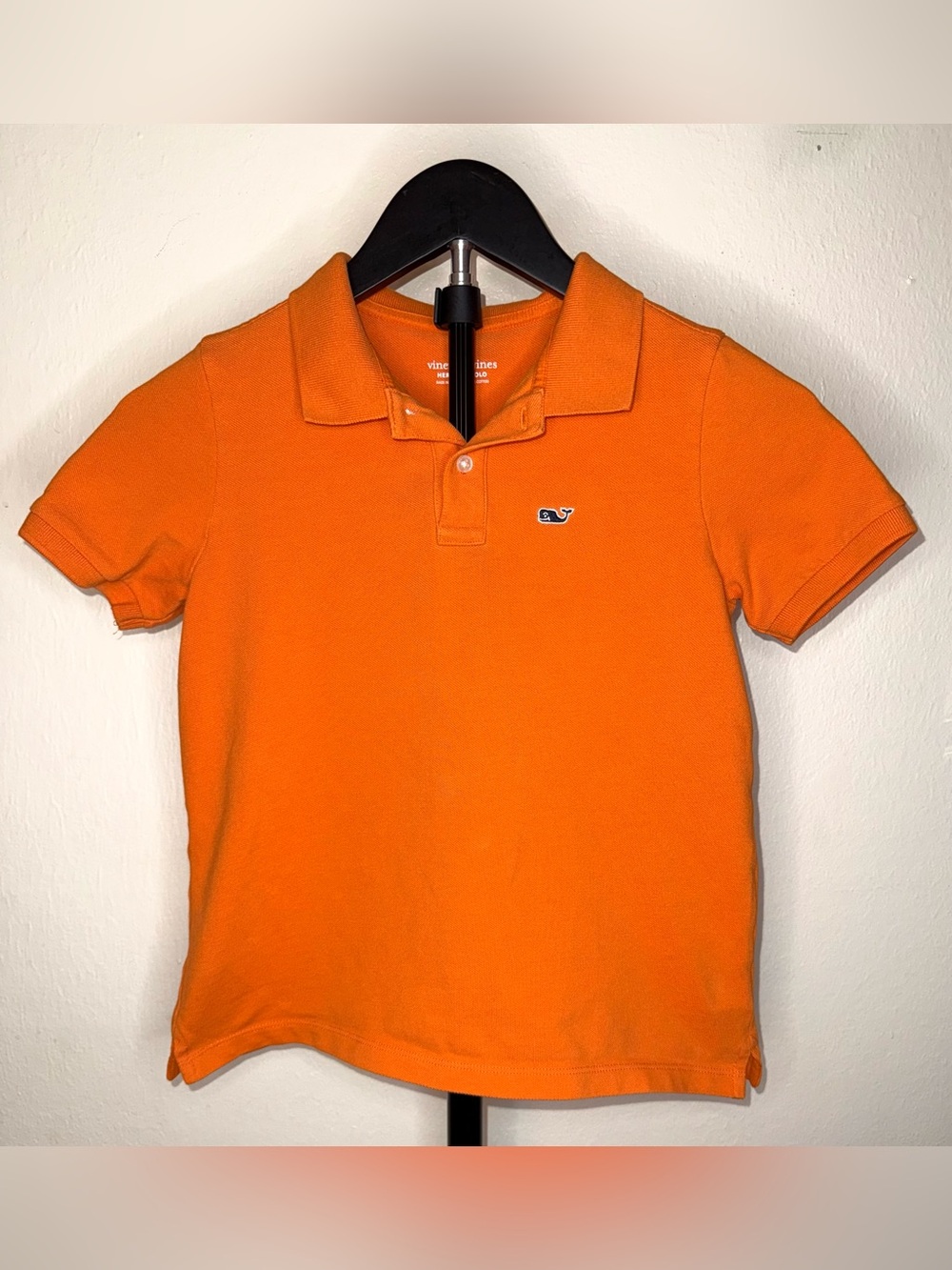 Vineyard Vines Orange Whale Logo Polo Shirt, boys sz S (8/10)